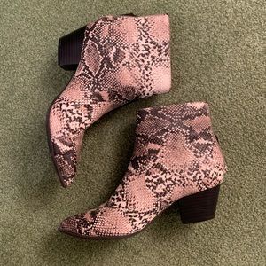 Snakeskin booties